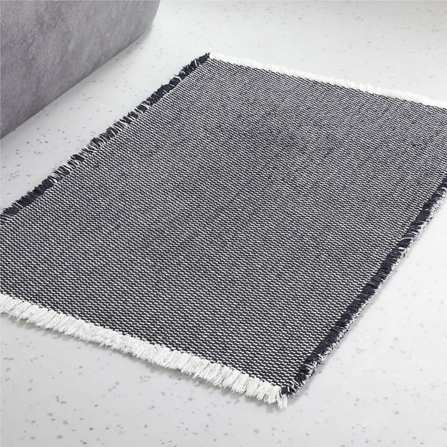 Bedding & Bath * | Cb2 New Arrivals Alex Reversible Black/White Bath Mat 24 X36