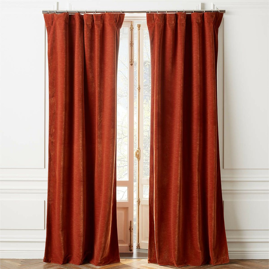 Decor & Mirrors * | Cb2 Wholesale Rayna Ribbed Velvet Window Curtain Panel 48 X108