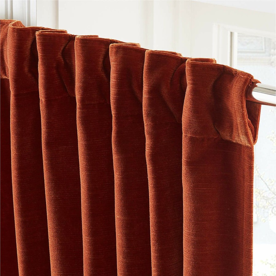 Decor & Mirrors * | Cb2 Wholesale Rayna Ribbed Velvet Window Curtain Panel 48 X108