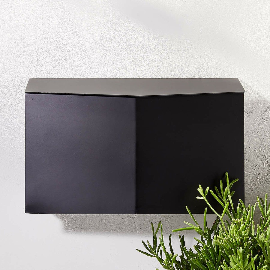 Outdoor * | Cb2 Latest Bow Angled Black Wall-Mounted Mailbox