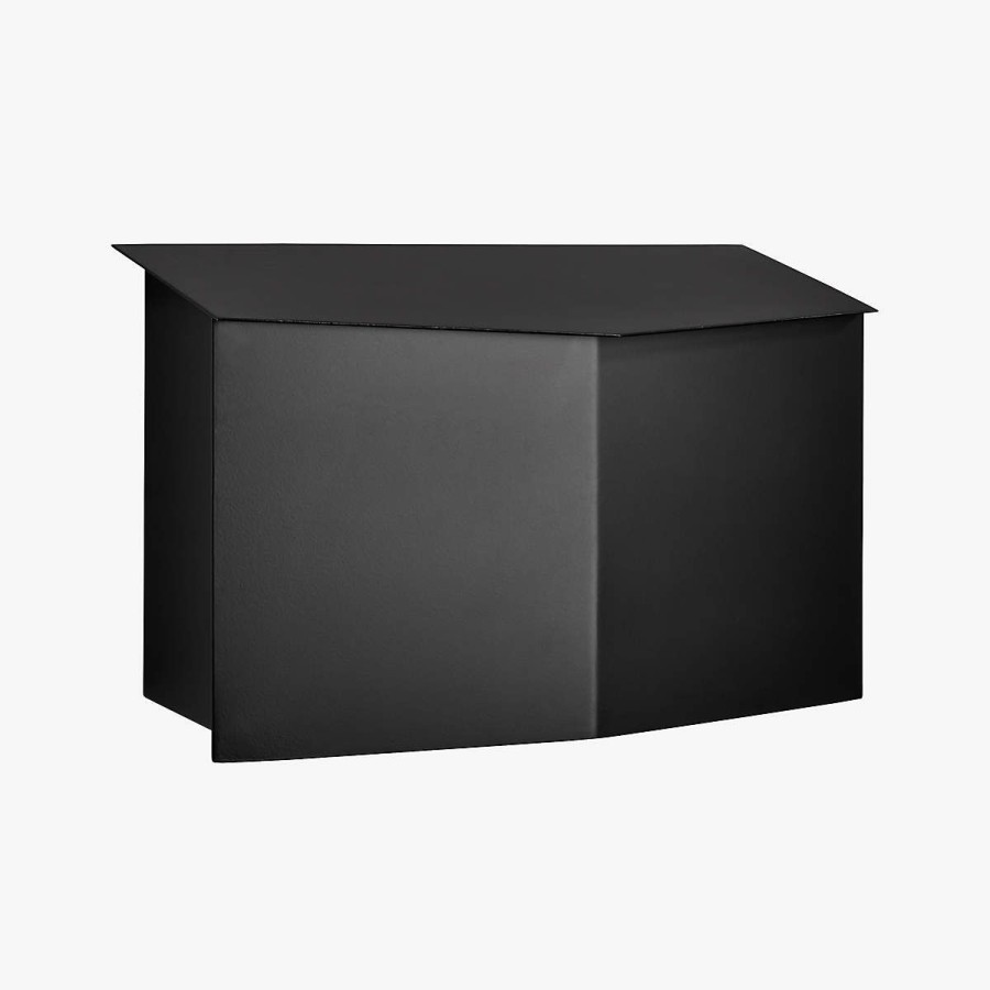 Outdoor * | Cb2 Latest Bow Angled Black Wall-Mounted Mailbox