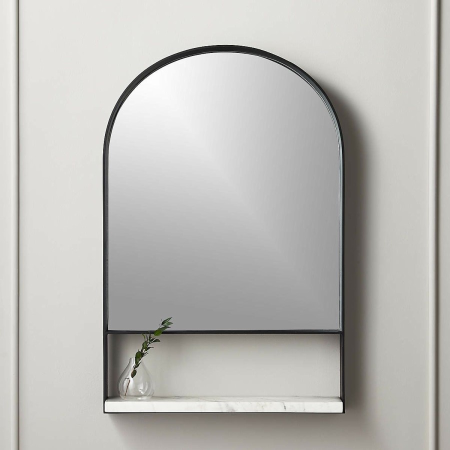 Decor & Mirrors * | Cb2 Hot Sell Hugh Wall Mirror With Marble Shelf 24 X36.25