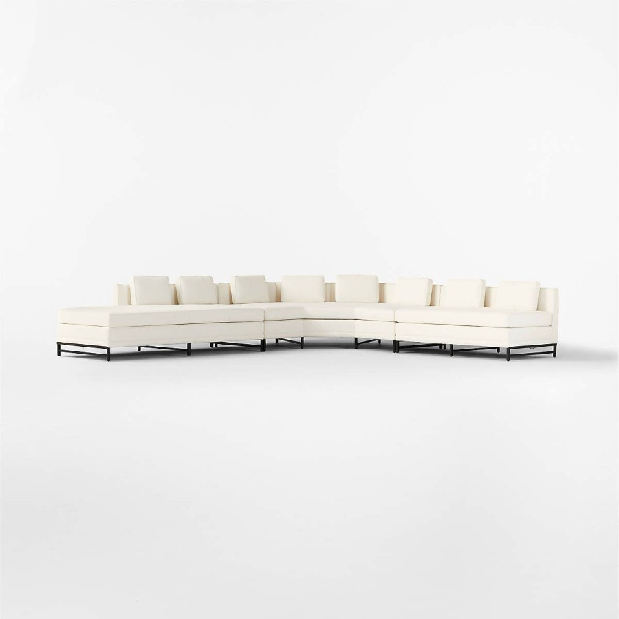 Furniture * | Cb2 Low Price Metric Curved 3-Piece L-Shaped White Boucle Sectional Sofa With Left Arm