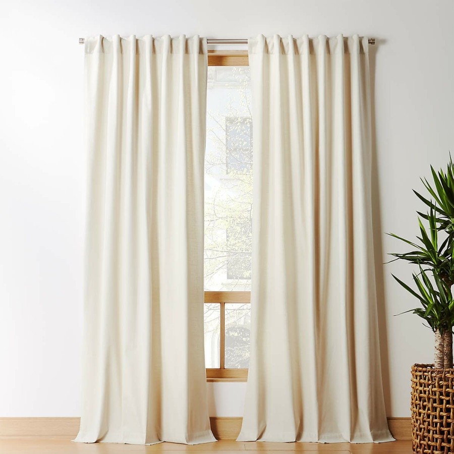 Decor & Mirrors * | Cb2 Promotions Tan Cotton Basketweave Window Curtain Panel 48 X84