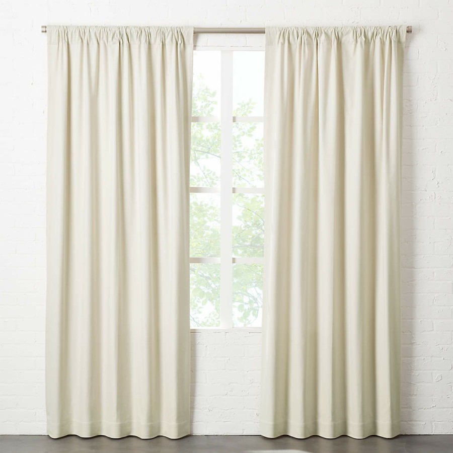 Decor & Mirrors * | Cb2 Promotions Tan Cotton Basketweave Window Curtain Panel 48 X84