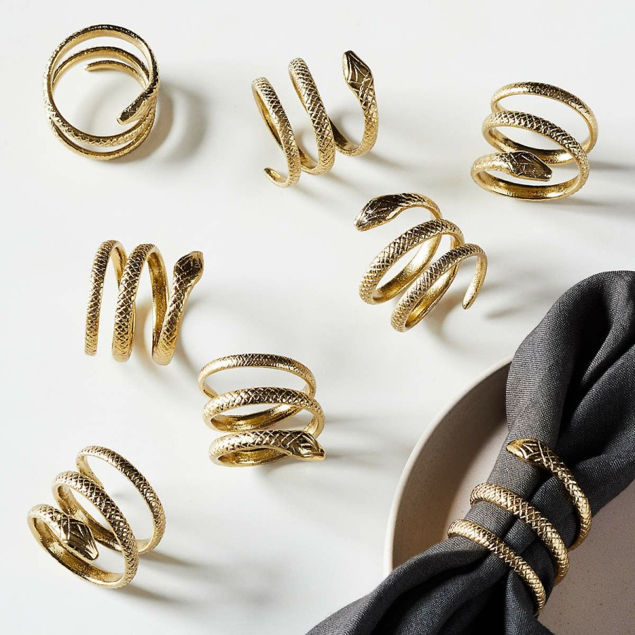 Kitchen & Dining * | Cb2 Discounts Slink Gold Napkin Rings Set Of 8