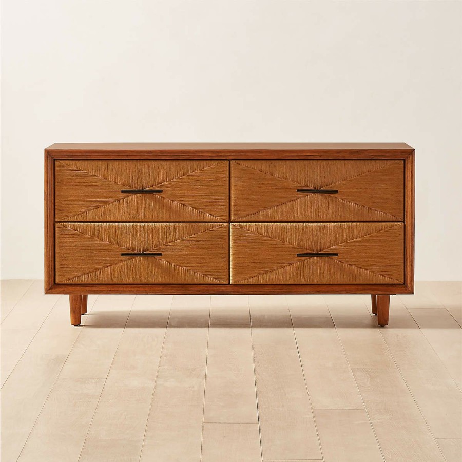 Furniture * | Cb2 Low Price Verano 4-Drawer Rattan Dresser