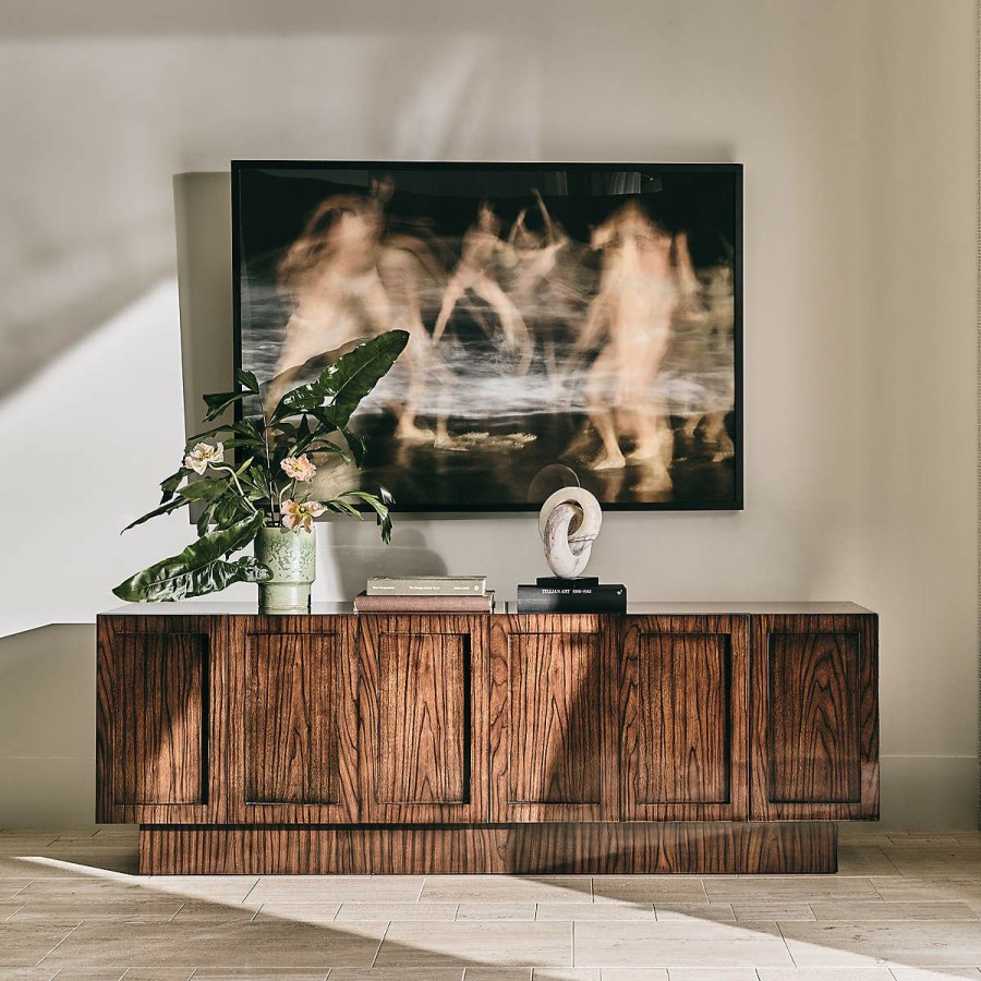 Furniture * | Cb2 Excellent Shutter High-Gloss Walnut Wood Media Console