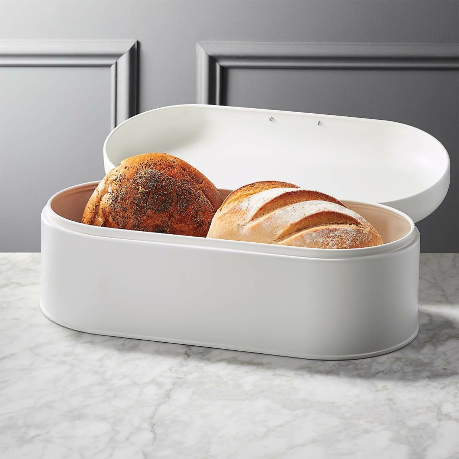 Kitchen & Dining * | Cb2 Reliable Quality Matte White Rectangular Bread Box