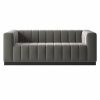 Furniture * | Cb2 Fashionable Forte 81 Channeled Sofa With Black Legs Luca Storm