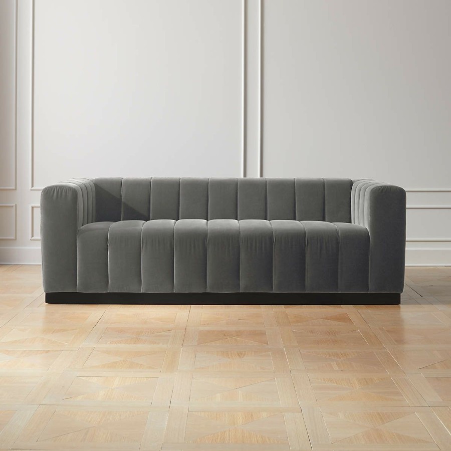 Furniture * | Cb2 Fashionable Forte 81 Channeled Sofa With Black Legs Luca Storm