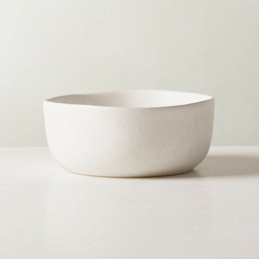 Kitchen & Dining * | Cb2 Discount Sale Drift White Soup Bowl With Reactive Glaze