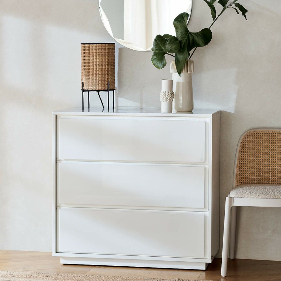 Furniture * | Cb2 Popular Gallery White 3-Drawer Chest