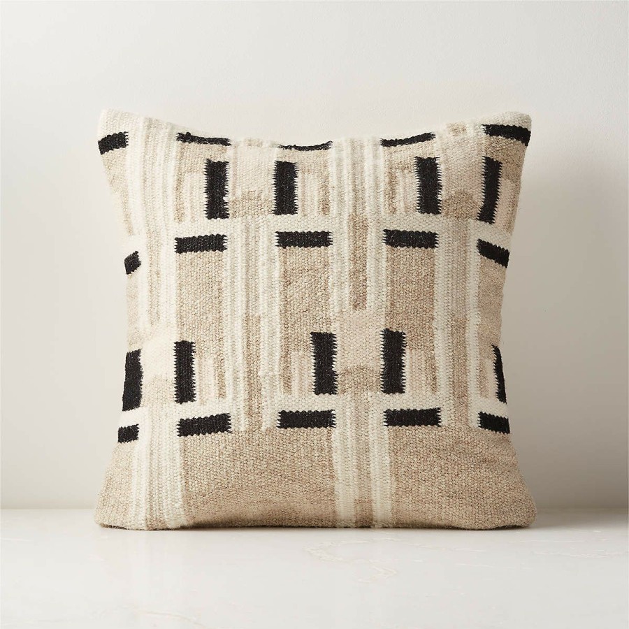 Pillows & Throws * | Cb2 Fashionable Diya Woven Natural And Black Throw Pillow With Down-Alternative Insert 18