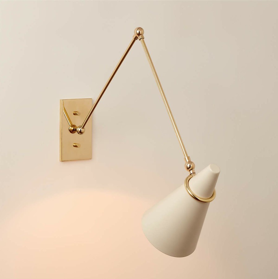 Lighting * | Cb2 Quick Delivery Aldus And Polished Brass Articulating Wall Sconce