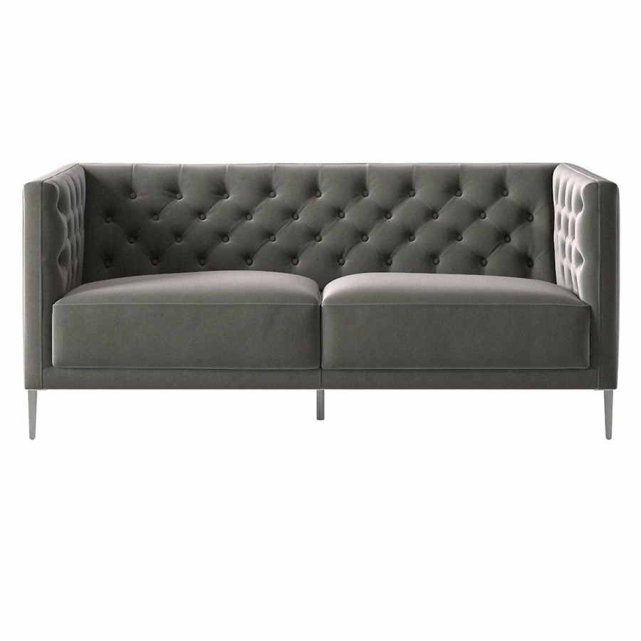 Furniture * | Cb2 Wholesale Savile Tufted Apartment Sofa Luca Storm