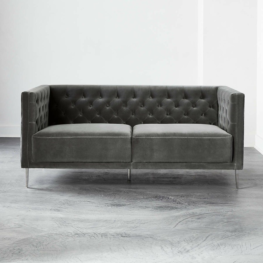 Furniture * | Cb2 Wholesale Savile Tufted Apartment Sofa Luca Storm