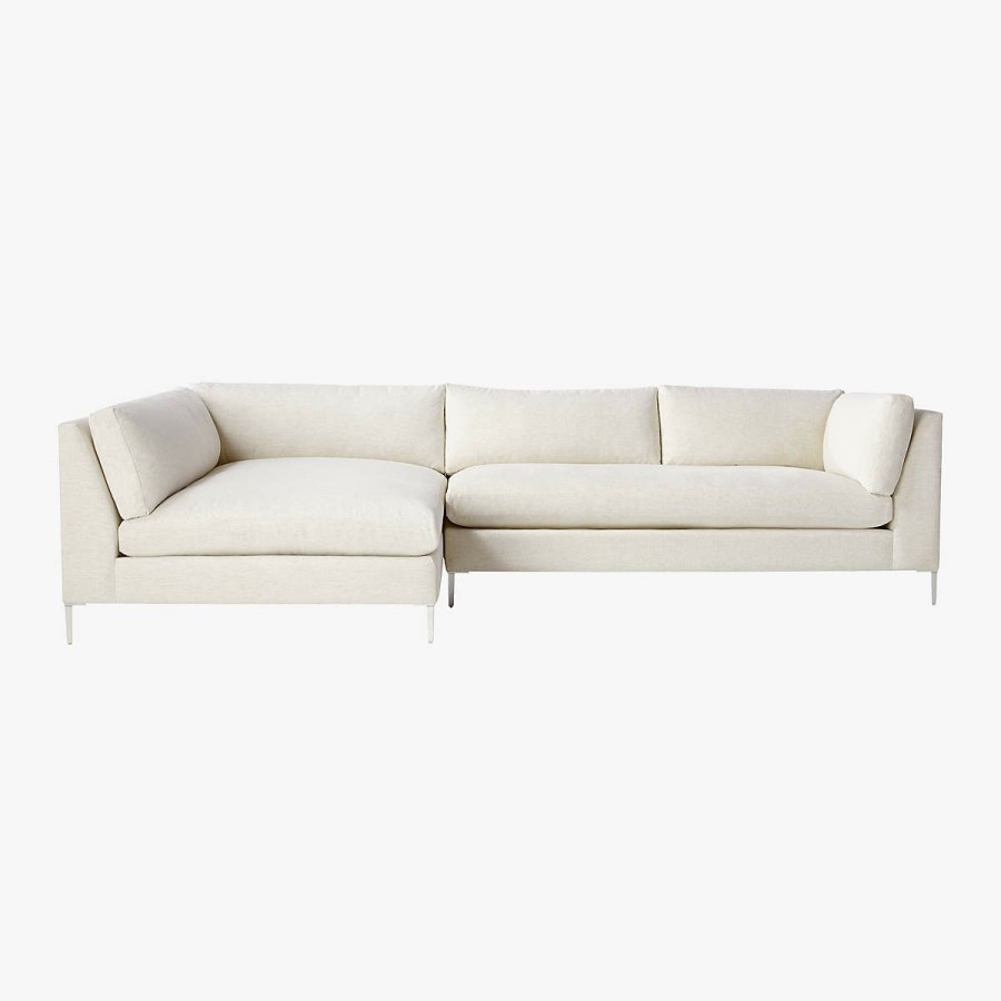 Furniture * | Cb2 New Arrivals Decker 2-Piece L-Shaped White Performance Fabric Sectional Sofa With Left Arm Chaise