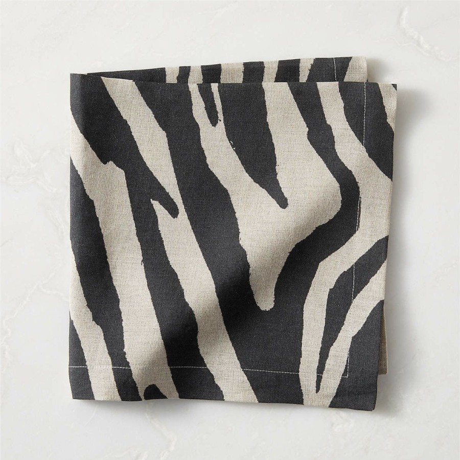 Kitchen & Dining * | Cb2 Original Linho Zebra Print European Flax Linen Napkin