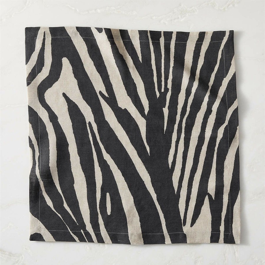 Kitchen & Dining * | Cb2 Original Linho Zebra Print European Flax Linen Napkin