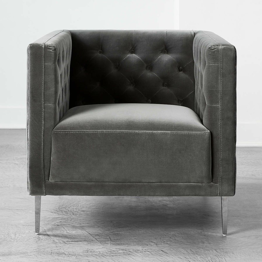 Furniture * | Cb2 Online Savile Tufted Chair Luca Storm