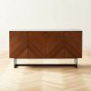 Furniture * | Cb2 Promotions Suspend Marble And Brown Walnut Wood Media Console