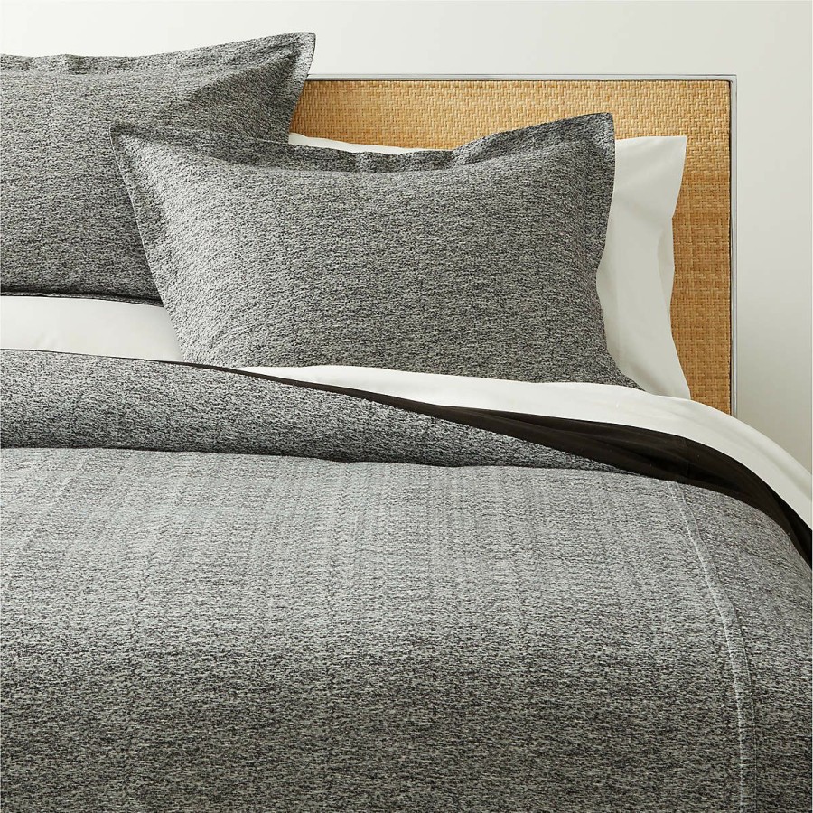 Bedding & Bath * | Cb2 Gift Selection Julian Linen And Cotton Blend Black And White Full/Queen Duvet Cover