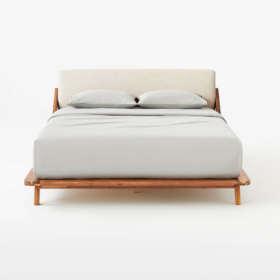 Furniture * | Cb2 Gift Selection Drommen Acacia Wood Queen Bed