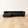 Furniture * | Cb2 Gift Selection Pezzo 4-Piece L-Shaped Black Leather Sectional Sofa With Right Arm