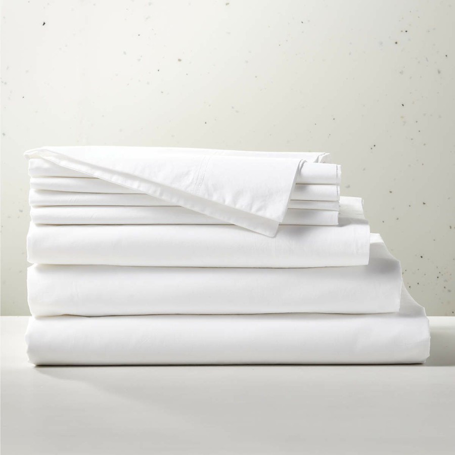 Bedding & Bath * | Cb2 New Arrivals Organic Cotton Percale 400-Thread-Count Full/Queen Bedding Set