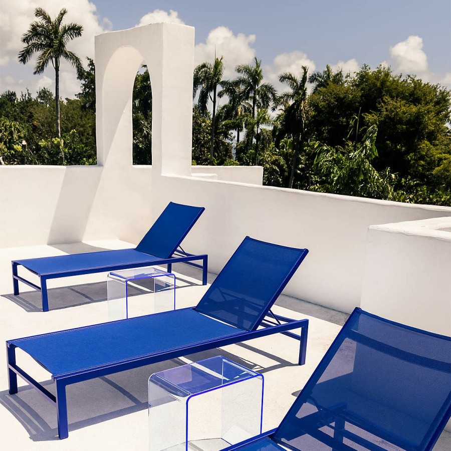 Outdoor * | Cb2 New Arrivals Idle Cobalt Sun Lounger