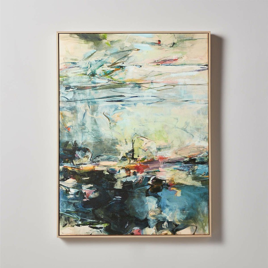 Decor & Mirrors * | Cb2 New Arrivals 'River Rocks' Framed Acrylic Painting Reproduction By Jeffrey Fitzgerald 31"X41"