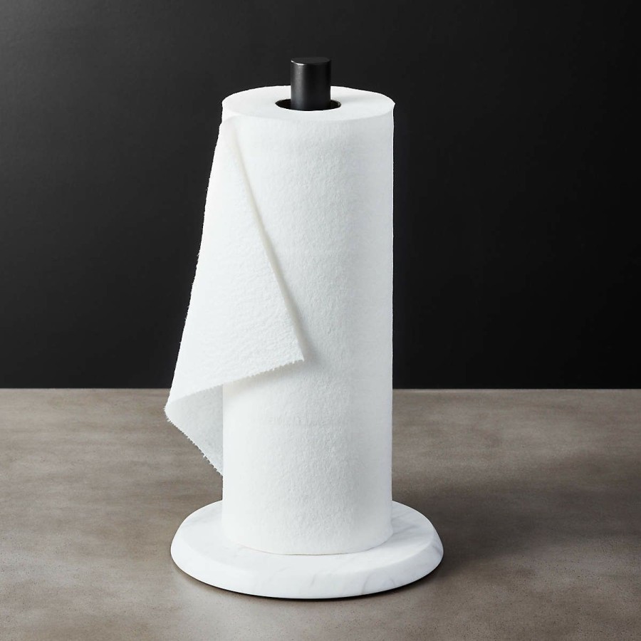 Kitchen & Dining * | Cb2 New Arrivals White Marble Paper Towel Holder