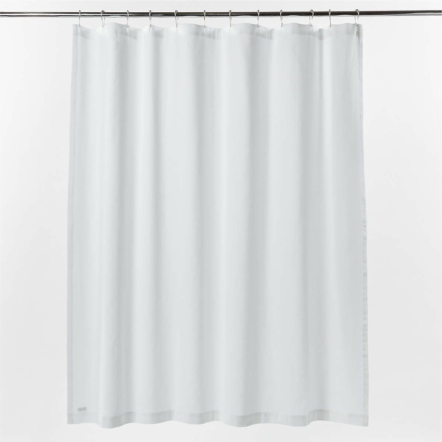 Bedding & Bath * | Cb2 New Arrivals Charlotte Ribbed White Organic Shower Curtain 72