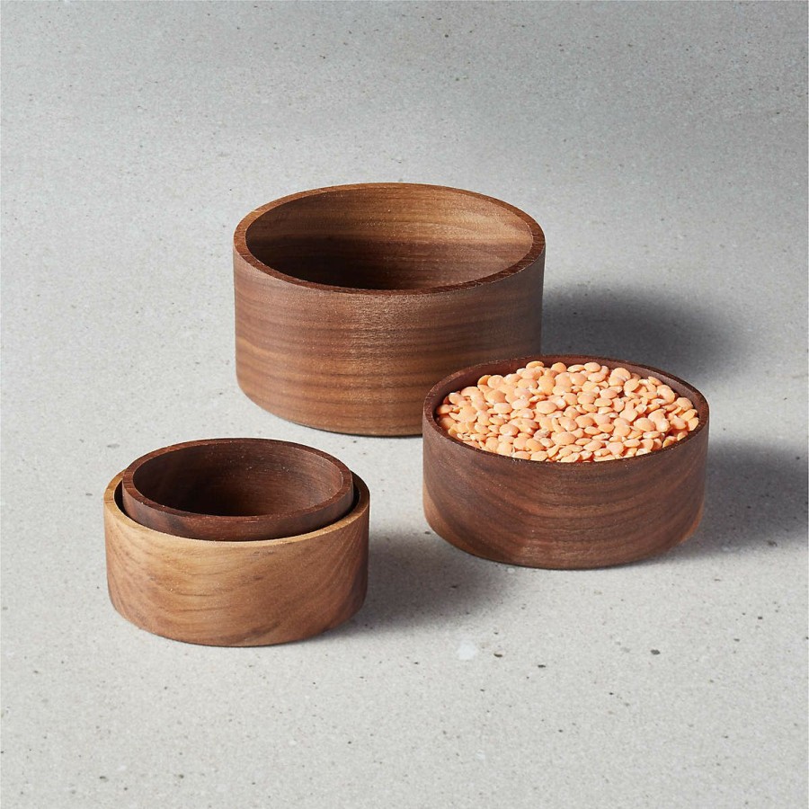 Kitchen & Dining * | Cb2 Low Price Keep It Exact Walnut Wood Measuring Cups