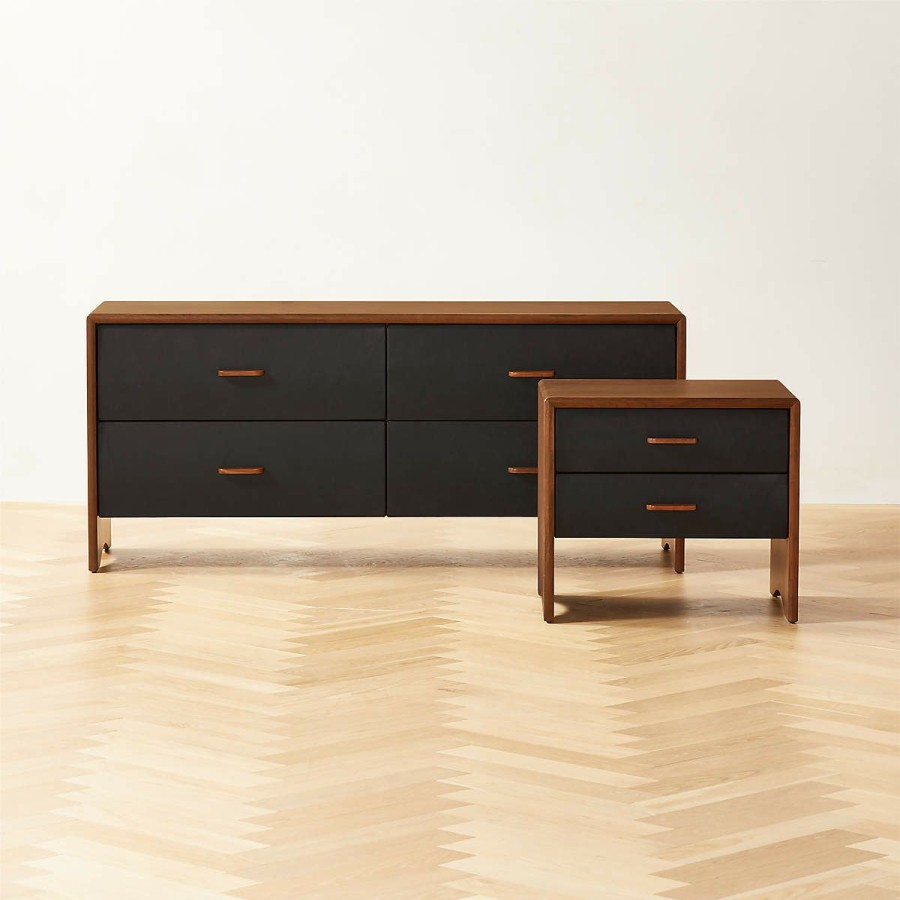 Furniture * | Cb2 Fashionable Ralston Two-Drawer Wood Nightstand