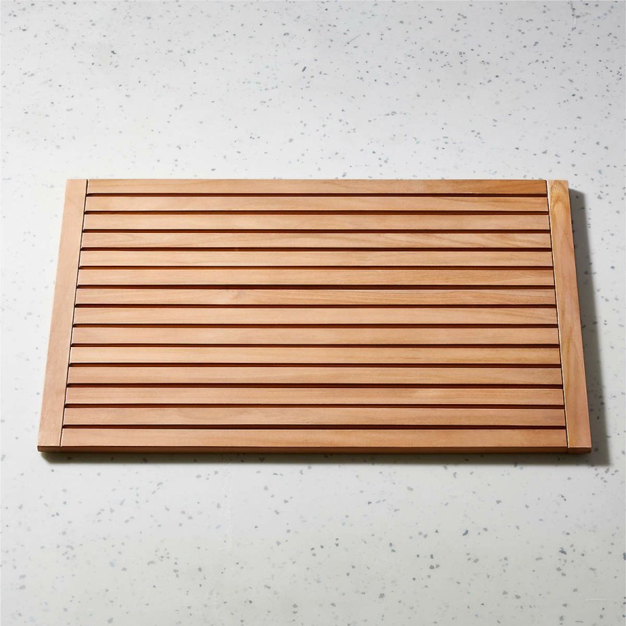 Bedding & Bath * | Cb2 Hot Sell Lateral Teak Bath Mat 21.75 X32