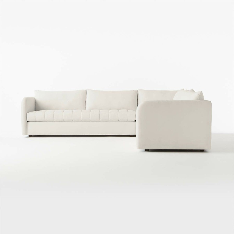 Furniture * | Cb2 Fashionable Stitch 3-Piece L-Shaped White Performance Fabric Sectional Sofa