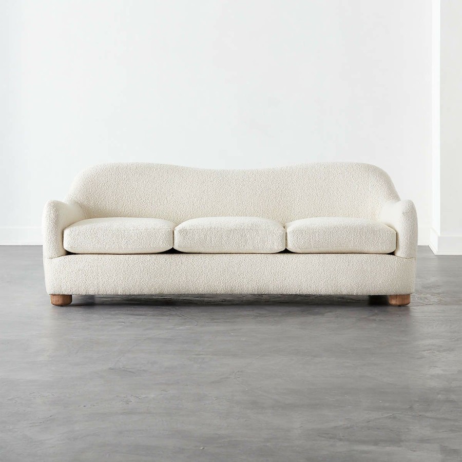 Furniture * | Cb2 Fashionable Bacio Cream Boucle Sofa With Bleached Oak Legs