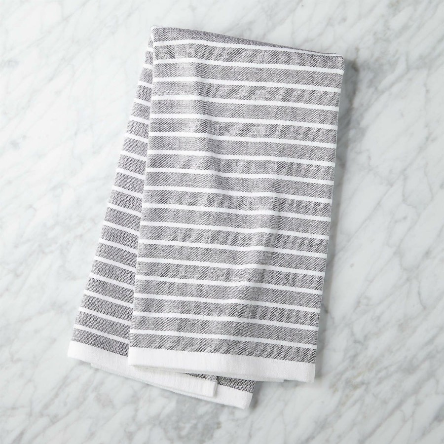 Kitchen & Dining * | Cb2 Fashionable Black Pinstripe Dish Towel