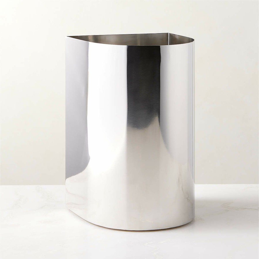 Bedding & Bath * | Cb2 Fashion Eclipse Polished Stainless Steel Wastebasket