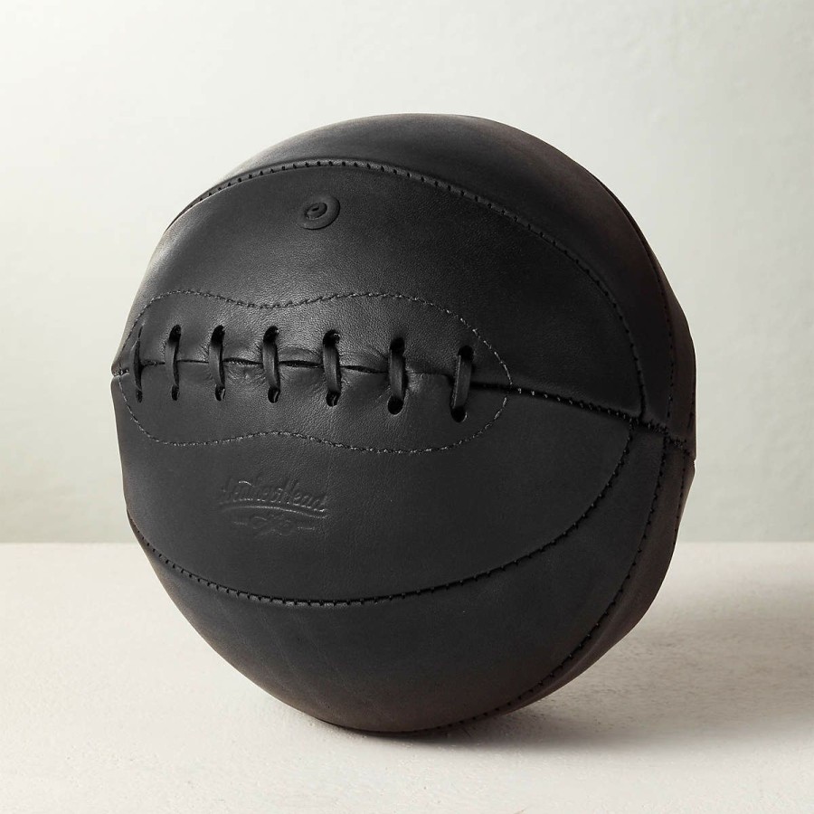 Decor & Mirrors * | Cb2 Discount Sale Leather Head Small Black Leather Basketball