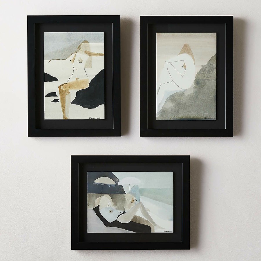 Decor & Mirrors * | Cb2 Original 'Nude' Framed Giclee Art Print Set Of 3