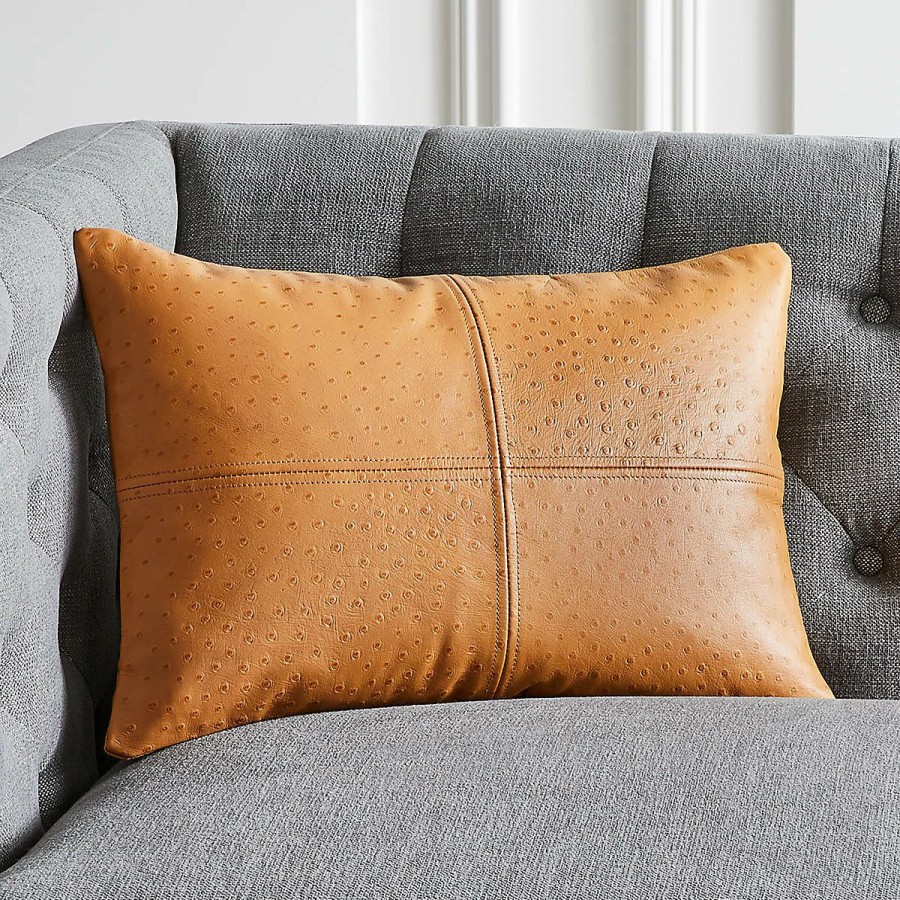 Pillows & Throws * | Cb2 Gift Selection Rue Leather Throw Pillow With Down-Alternative Insert 18 X12