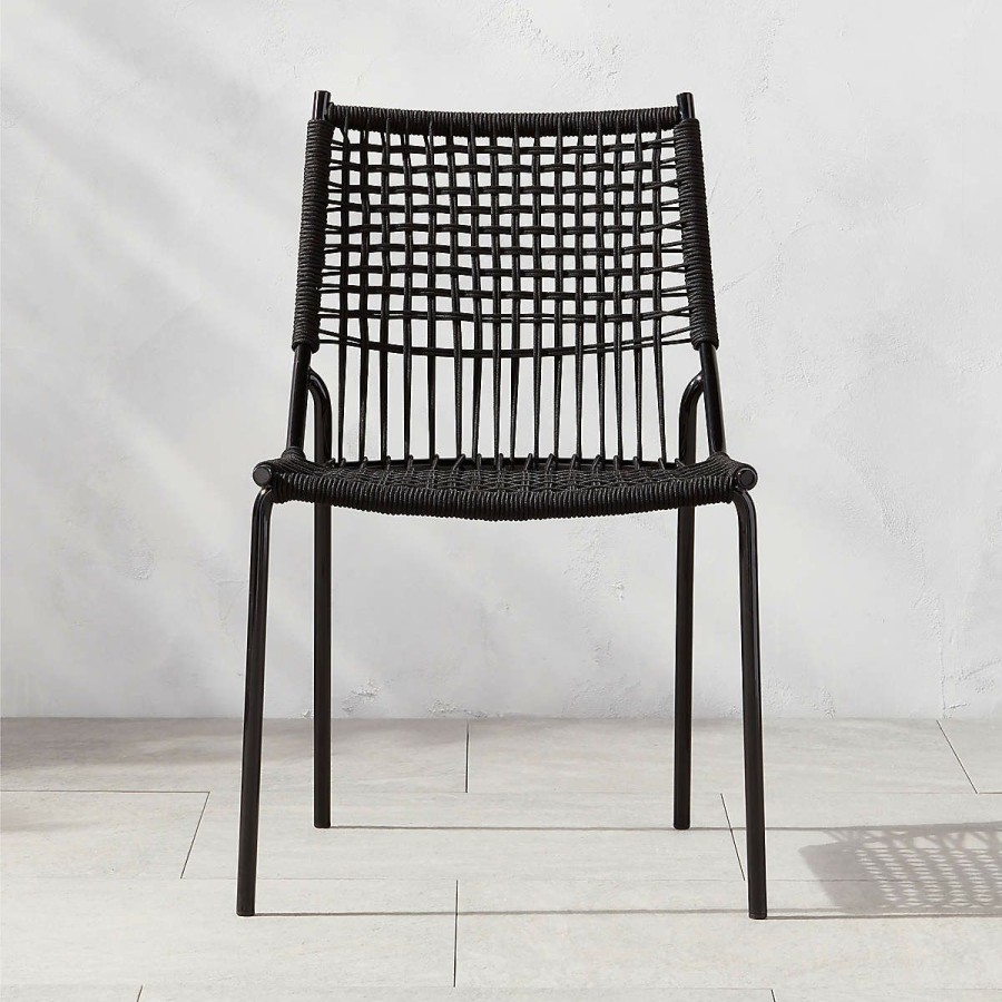 Outdoor * | Cb2 Discount Sale Virve Black Rope Outdoor Dining Chair