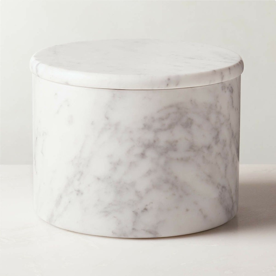 Kitchen & Dining * | Cb2 Discounts Arris Large White Marble Canister