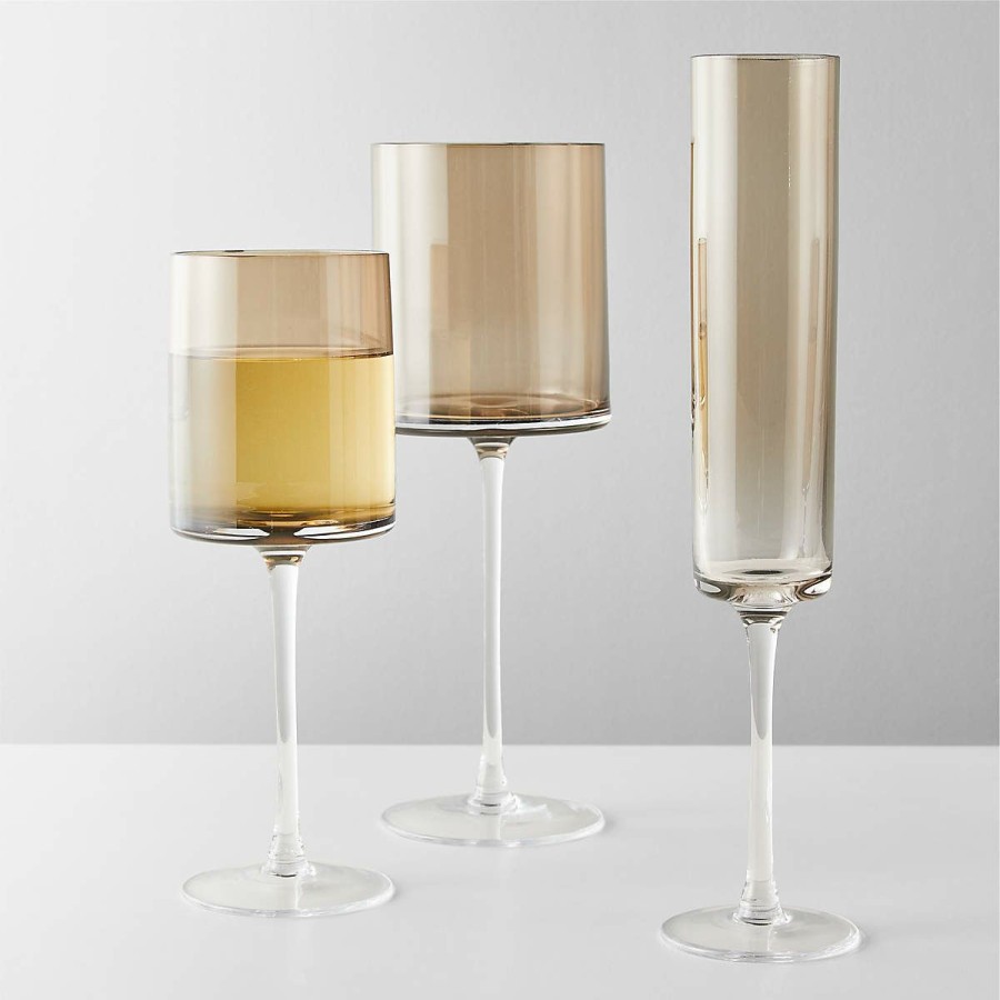 Kitchen & Dining * | Cb2 Hot Sell Porsha Smoked Wine Glass Set