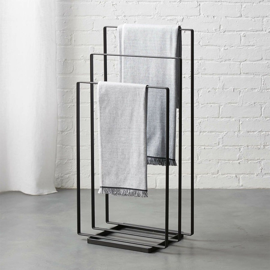 Bedding & Bath * | Cb2 Excellent Black Metal Towel Rack