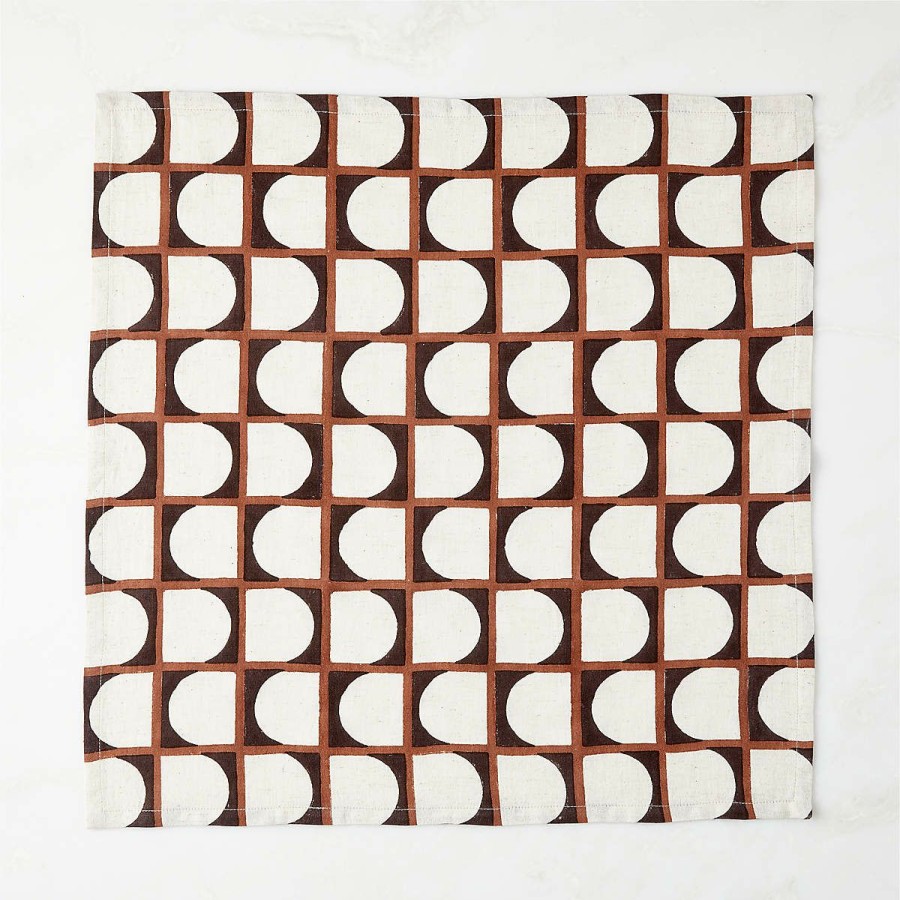 Kitchen & Dining * | Cb2 Quick Delivery Meridian Blockprint Cloth Napkin