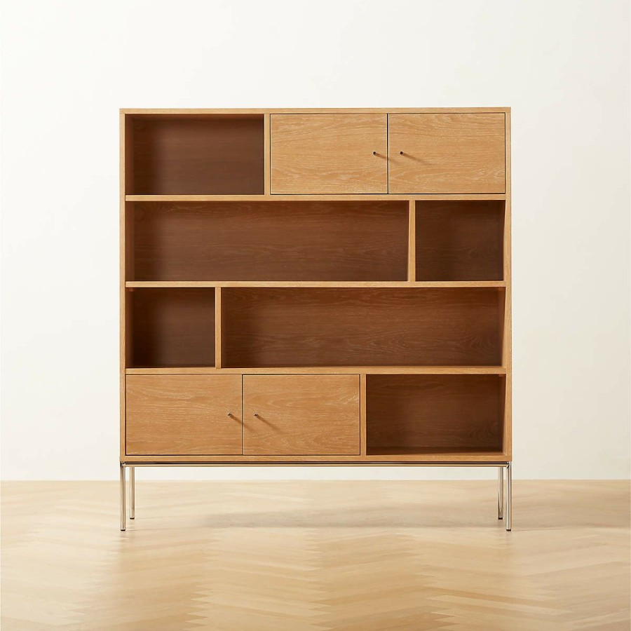 Furniture * | Cb2 Quick Delivery Trier Cerused Oak Bookcase